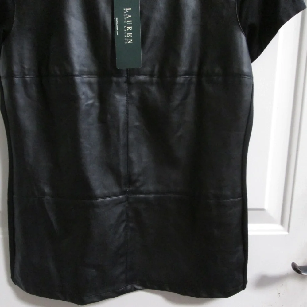 new RALPH LAUREN Black leather look like pullover blouse Sz - Picture 9 of 14